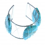 Organic Turquoise Stone Silver Wire Wrapped Cuff